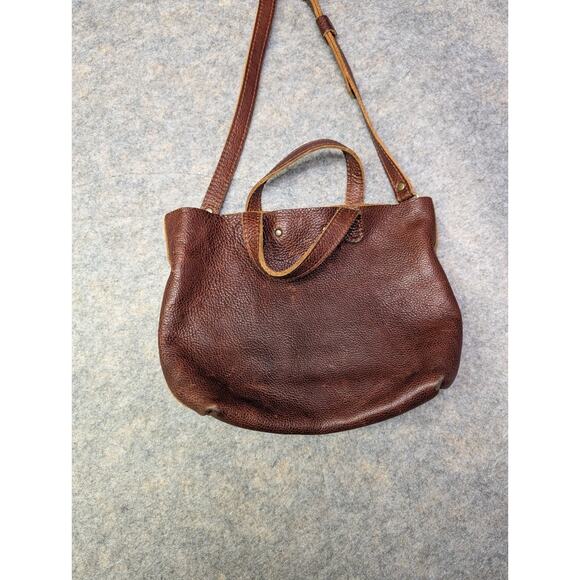 Small PORTLAND LEATHER GOODS Mini Crossbody Tote Bag Nutmeg Brown Handbag Purse - Picture 6 of 8